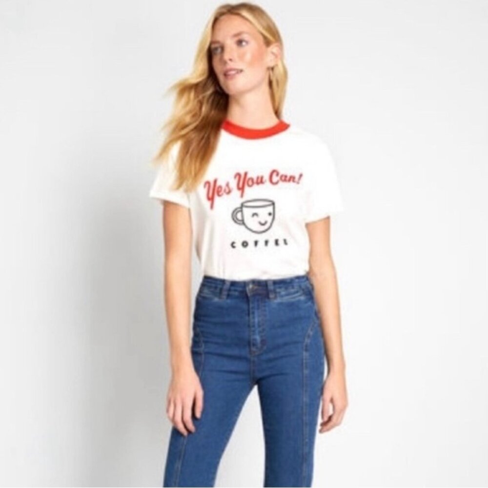 Ban.do Yes You Can! Coffee Retro T-shirt Size Small